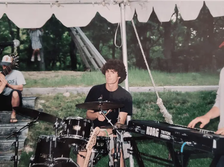 Mike harmon young playing drums