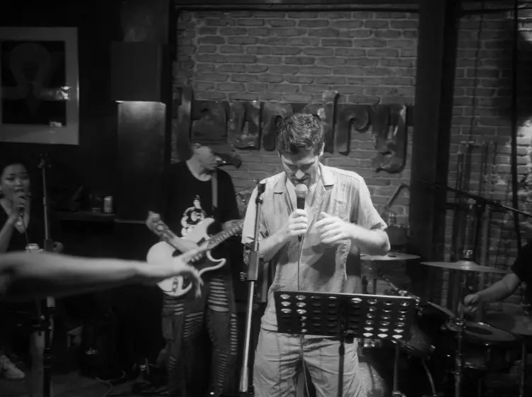Singing some Bill Withers with a band in Siem Reap, Cambodia